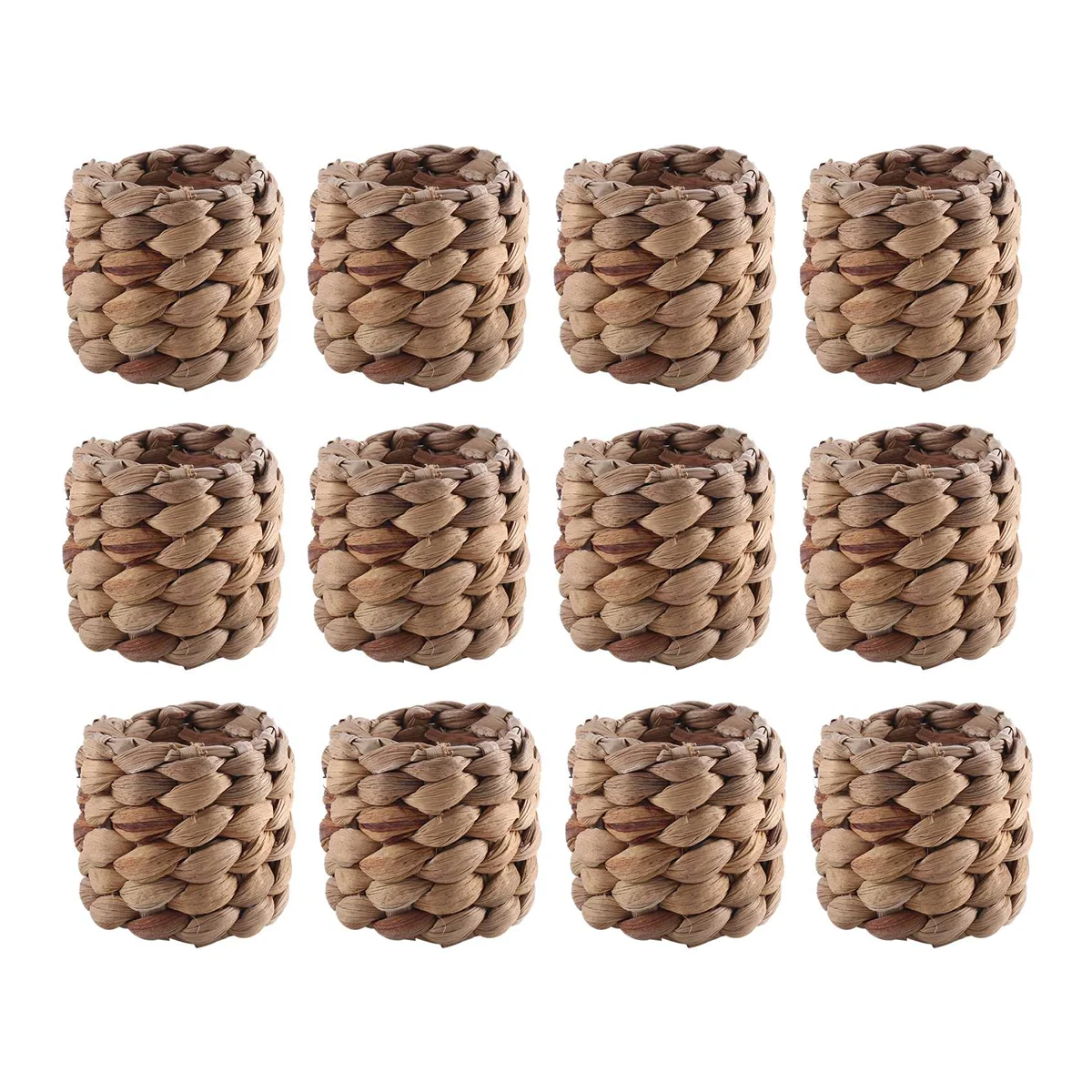 

Water Hyacinth Napkin Rings 12, Hand-Woven Farmhouse Napkin Rings, Rustic Napkin Rings for Birthday Party