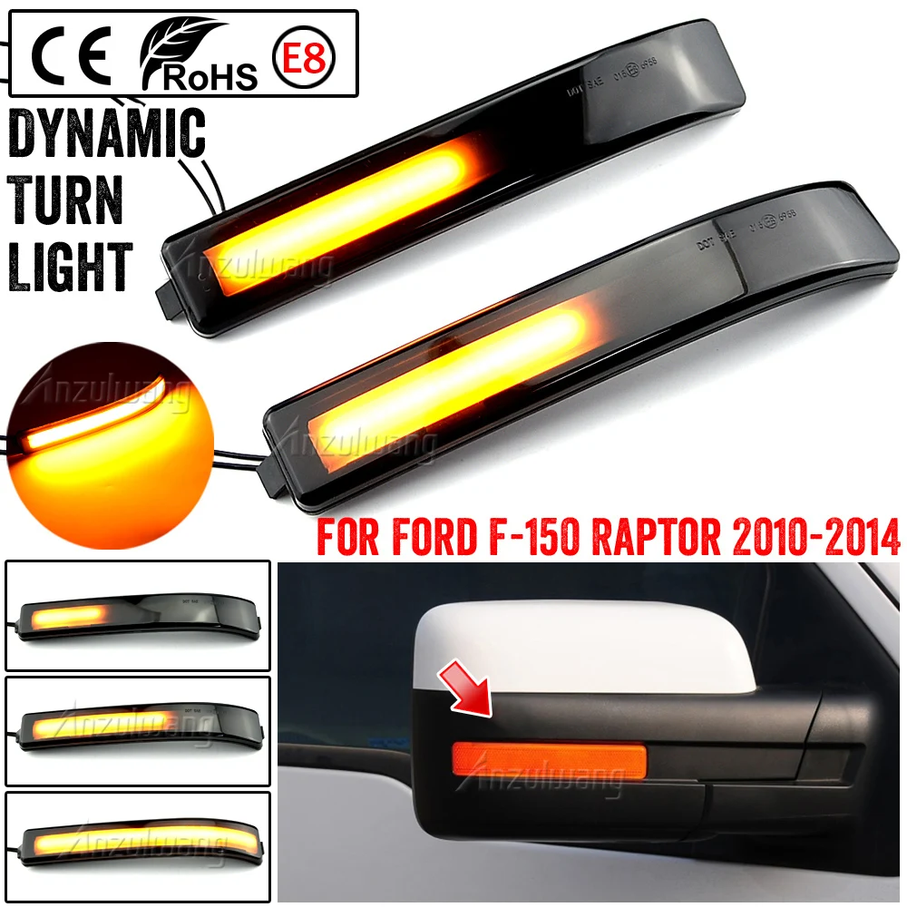 

LED Dynamic Side Mirror Turn Signal Lights For Ford F150 F-150 2009-2014 SVT Raptor 2010-2014 Sequential Lamp Blinker Indicator