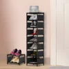 1pc 10-tier Shoe Rack, Steel Frames & Fabric Interlayers Storage Shelf for Entryway Hallway Living Room, Simple Shoe Organizer 5