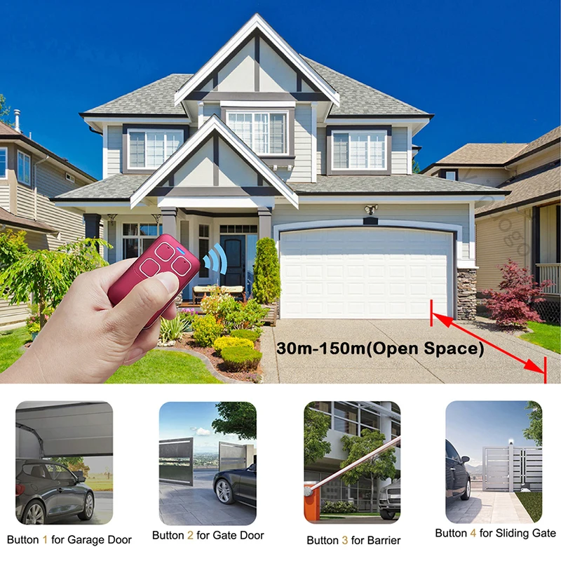 Garage Door Controller 868MHz 433MHz 4 in 1 MultiFrequency Garage Door Remote Control Duplicator Gate Remote Control Garage Door Opener