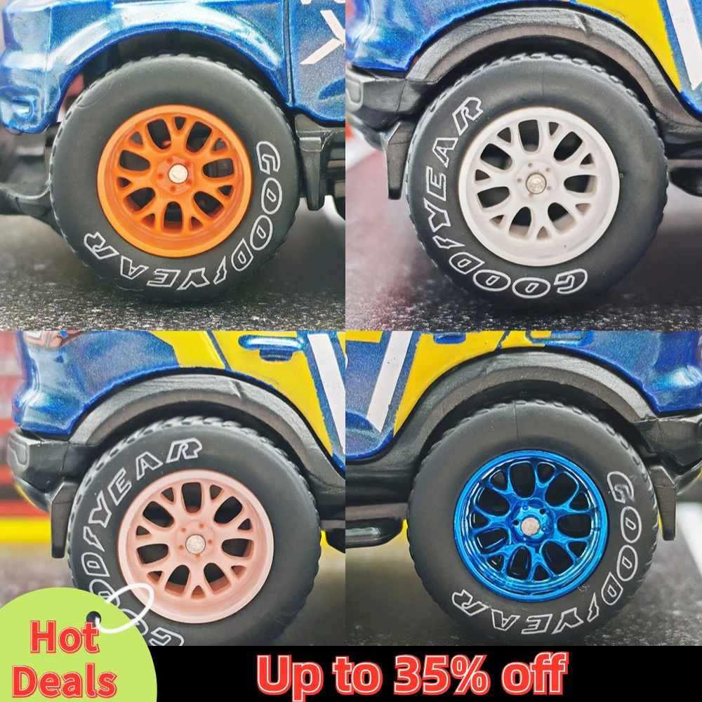 1/64 Model Car Wheels with Rubber All Terrain Tires BBS LM-R Refitting Parts for Off-road Vehicle HotWheels D: 17mm 1 Set 2