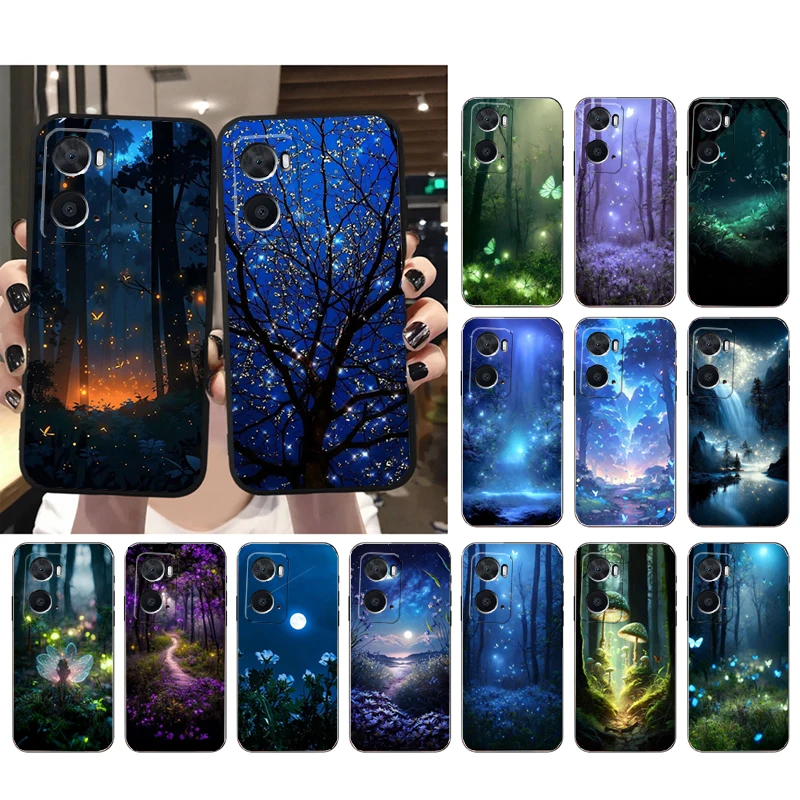 

Forest Night Butterfly tree Moon Phone Case For OPPO A16 A17 A32 A52 A53S A54 A55 A57 A58 A74 A8 A91 A96 REALME 8 C20 C21