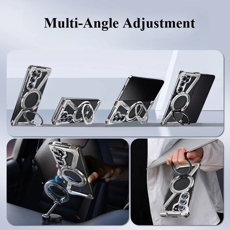Oatsbasf Metal Phone Case with Bezel-less Design and Magnetic Stand