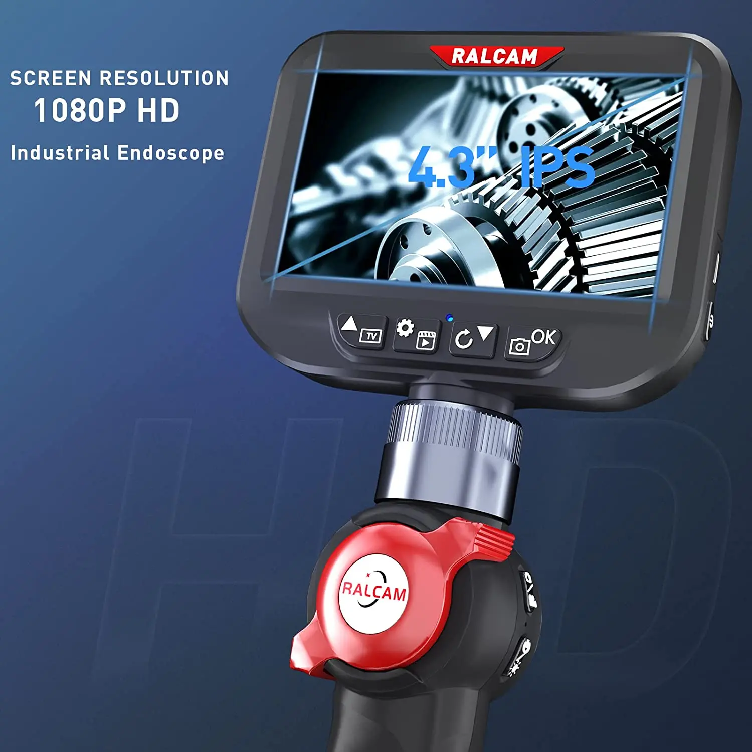 양방향 관절 내시경 카메라, 4.3 인치 IPS 스크린, 8.5mm, 6.2mm 렌즈, HD 1080P 유연한 스네이크 튜브 스티어링 보어스코프