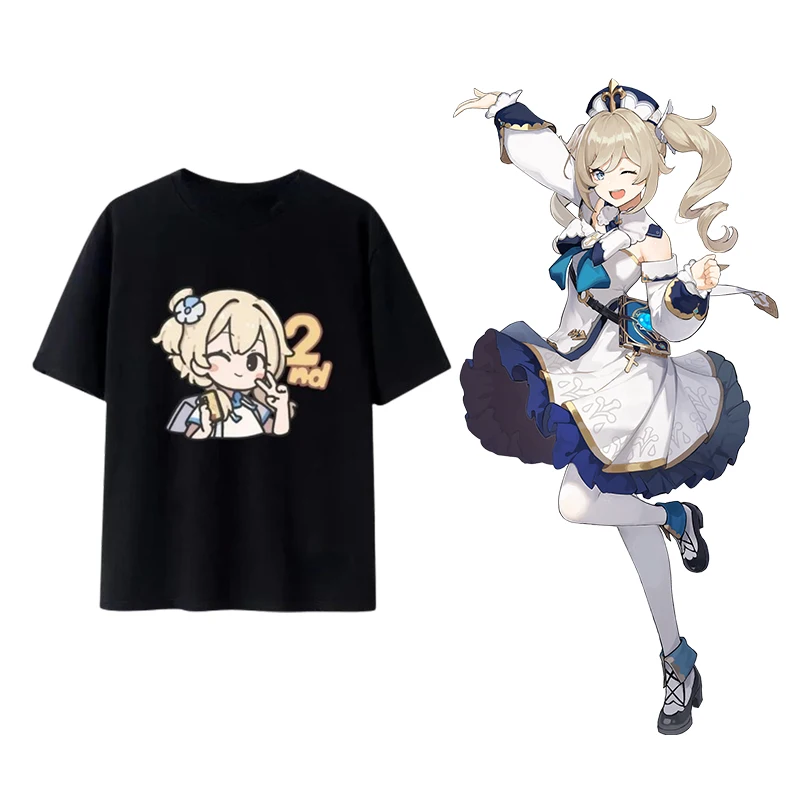 

Japanese Graphic Tops Cute Cartoon Print Tess Harajuku Girls Summer Short Sleeve Genshin Impact T-shirt Women's Kawaii Clothing