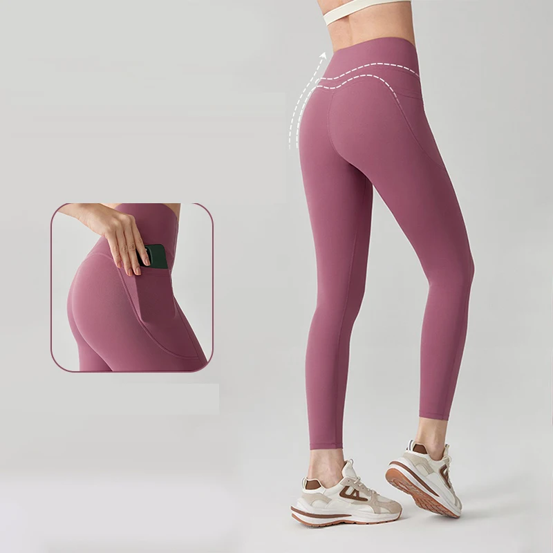 Women's Yoga Pants With Pockets High Waist Stretch Leggings Sweatpants Nake-Feeling Sports Leggings Yoga Leggings Workout Pants 2