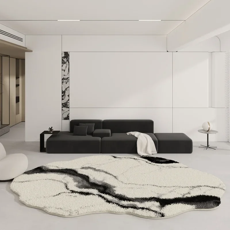 Modern Minimalist Carpets for Living Room Luxury Bedroom Decor Black White Carpet Fluffy Soft Lounge Rug Thicken Plush Floor Mat