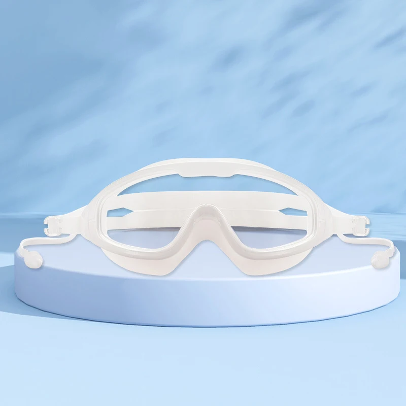 Schwimmbrille für Erwachsene, großer Rahmen, HD, Weitsicht, Antibeschlag, Schwimmbadbrille, Brillen, Wassersport, Taucherbrille, verbundene Ohrstöpsel – Detail 10