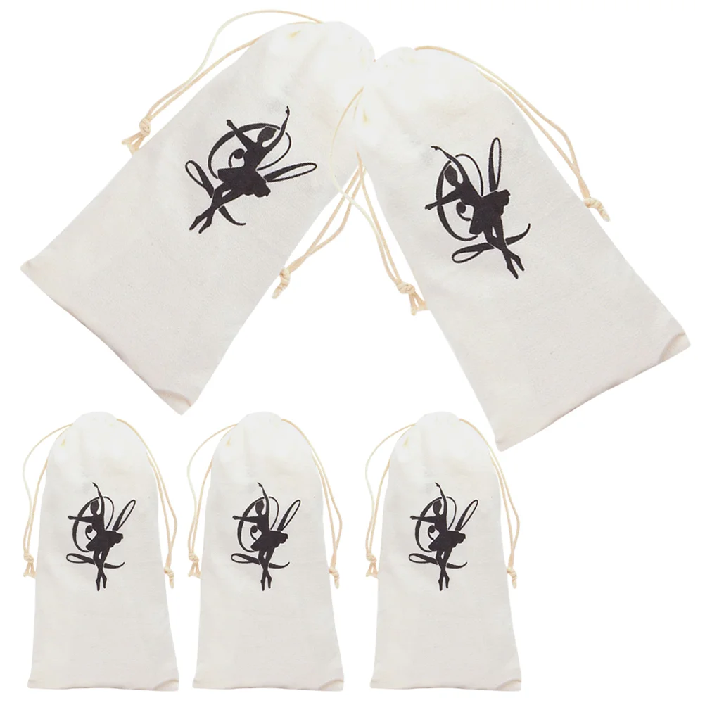 

5 Pcs Lightweight Shoes Bag Ballet Carriers Organizer for Girls Canvas Dance Bags Washable Drawstring Dancing Dust