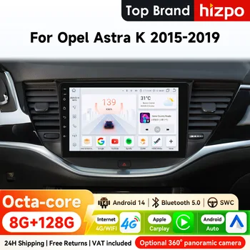 Radio para coche Hizpo de 9 pulgadas y 2 DIN con sistema Android para Opel Astra K 2015 - 2019, navegación GPS, CarPlay inalámbrico, Bluetooth, 4G, WiFi, RDS, DSP, SWC, Snapdragon 6115, 360. ° CAM 1