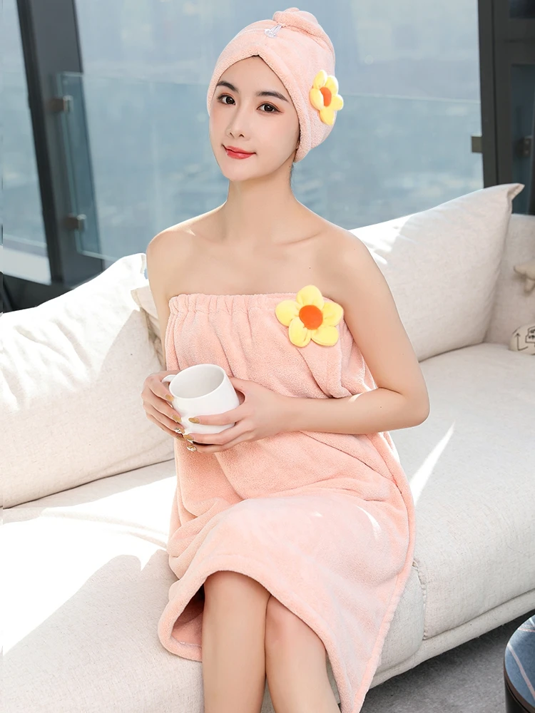 

Bath towel domestic women can wear wrapped towel non-cotton cotton absorbent adult bath skirt tube top thickness autumn and wint