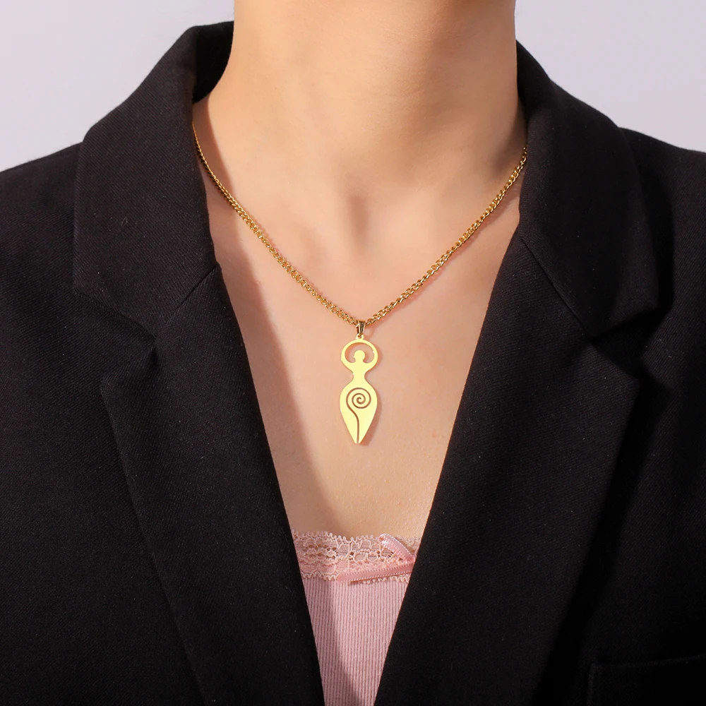 Religieuze Spiraal Godin van Vruchtbaarheid Ketting Spirituele Symbool  Wicca Hanger Roestvrij staal Vrouwen Sieraden Vrouwen RVS ketting cadeau  voor vrouwen - AliExpress, image size:1000x1000