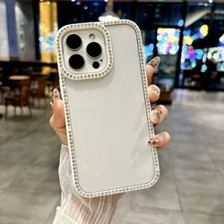 Luxurious Glitter Diamond Transparent Shockproof Soft Bumper Case - iPhone 12 Pro Max (White)