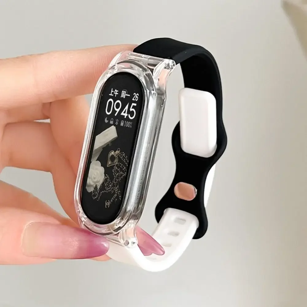 Sleek Two-Tone Button Style Watch Case with Breathable TPU Strap - Summer Edition