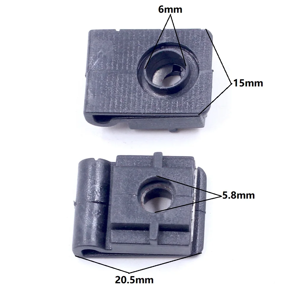 

50Pcs Car Fender Clip Nut Fixeding Screw 6mm Plastic Washers U-shape Clip