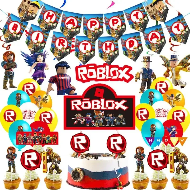 

ROBLOX Birthday Party Party Decoration Cup Plate Tablecloth Disposable Balloon Plate Tableware Birthday Gift for Girls Kids Boys