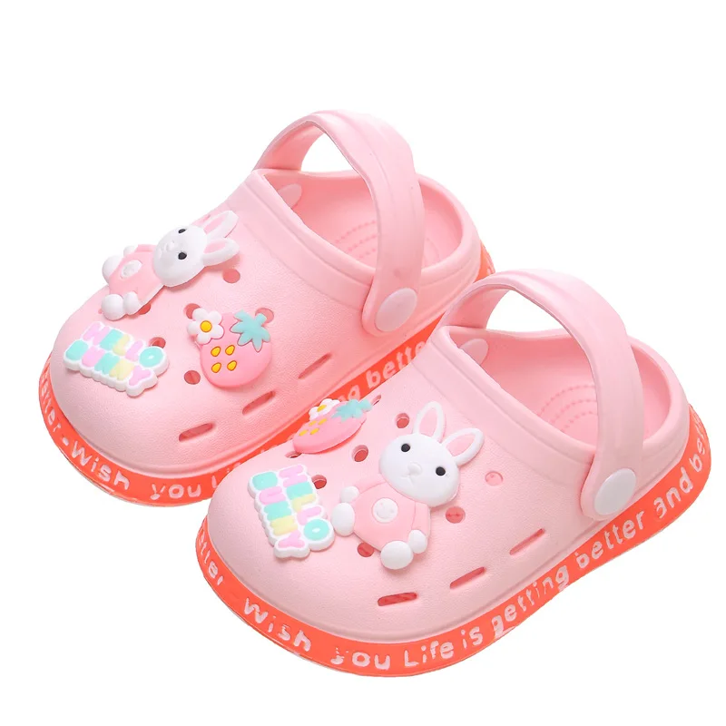 New Children Baby Shoes for Boys Girls Cute Cartoons Kids Mules Clogs Summer Garden Beach Slippers Sandals Cave Hole