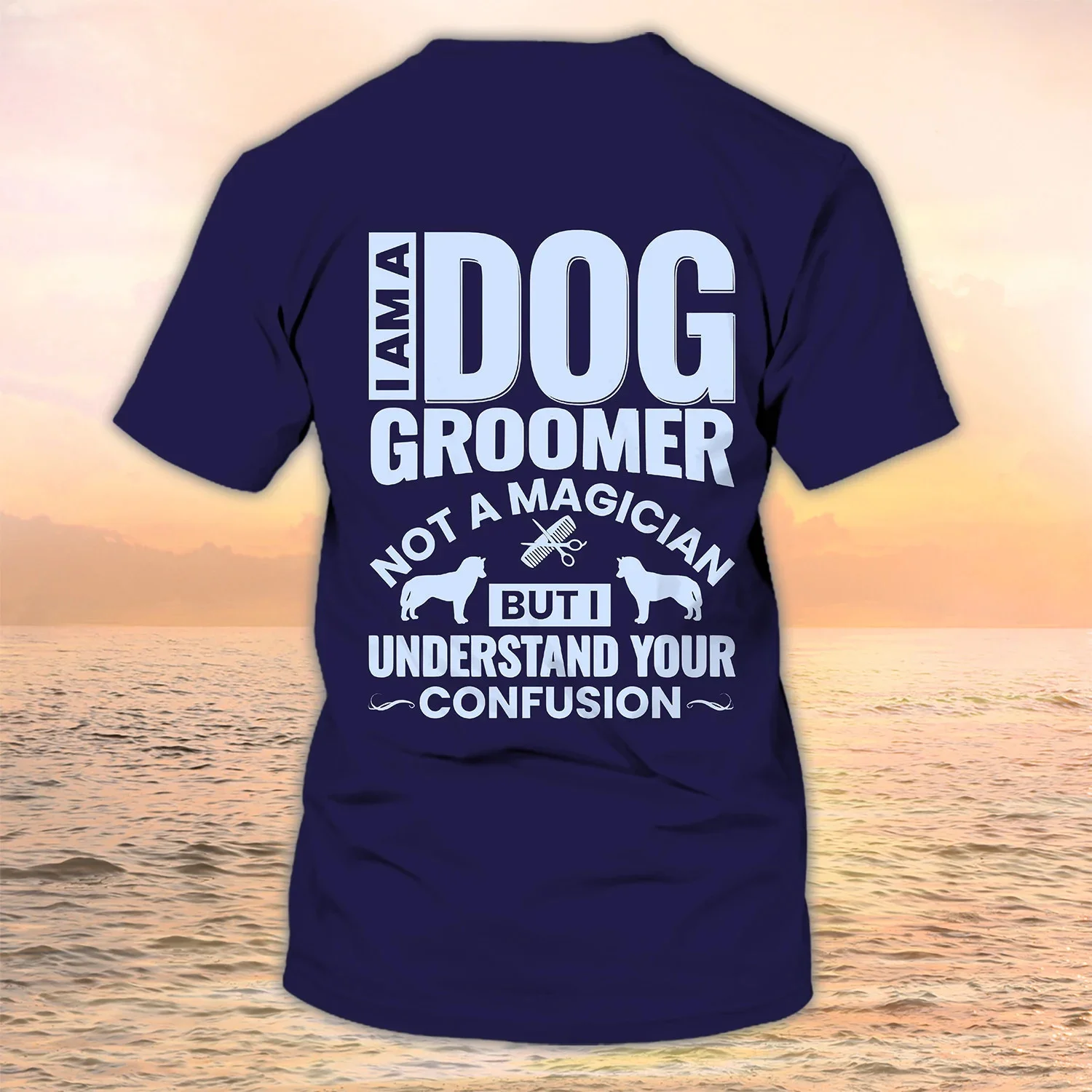 Neueste Sommer Mode männer T-shirt Hund Barber Pesonalized Name 3D Gedruckt t shirt Unisex Casual Tops Pet Groomer Uniform DW148 – Detail 13
