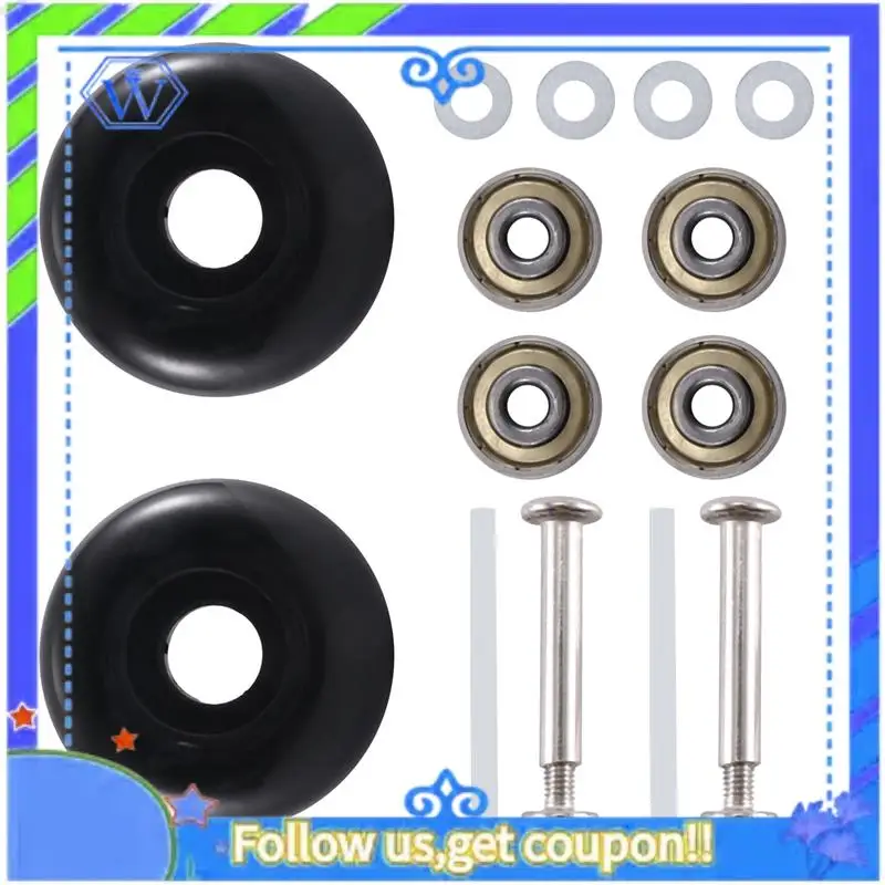 A55P-50 X 22 Mm 6개의 수하물 가방 교체 바퀴 세트, PU 회전 캐스터 휠 탄소강 베어링 수리 키트