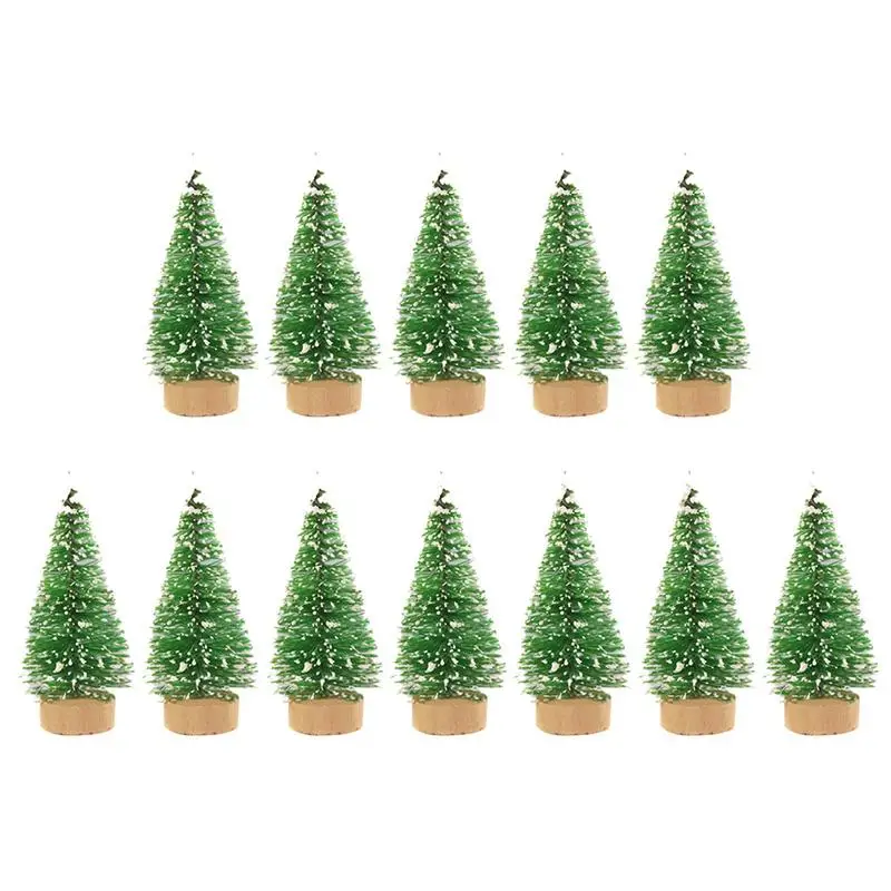 

12-Piece Mini Christmas Tree Sisal Silk Cedar - Decoration Small Christmas Tree - Gold Silver Blue Green White Mini Tree