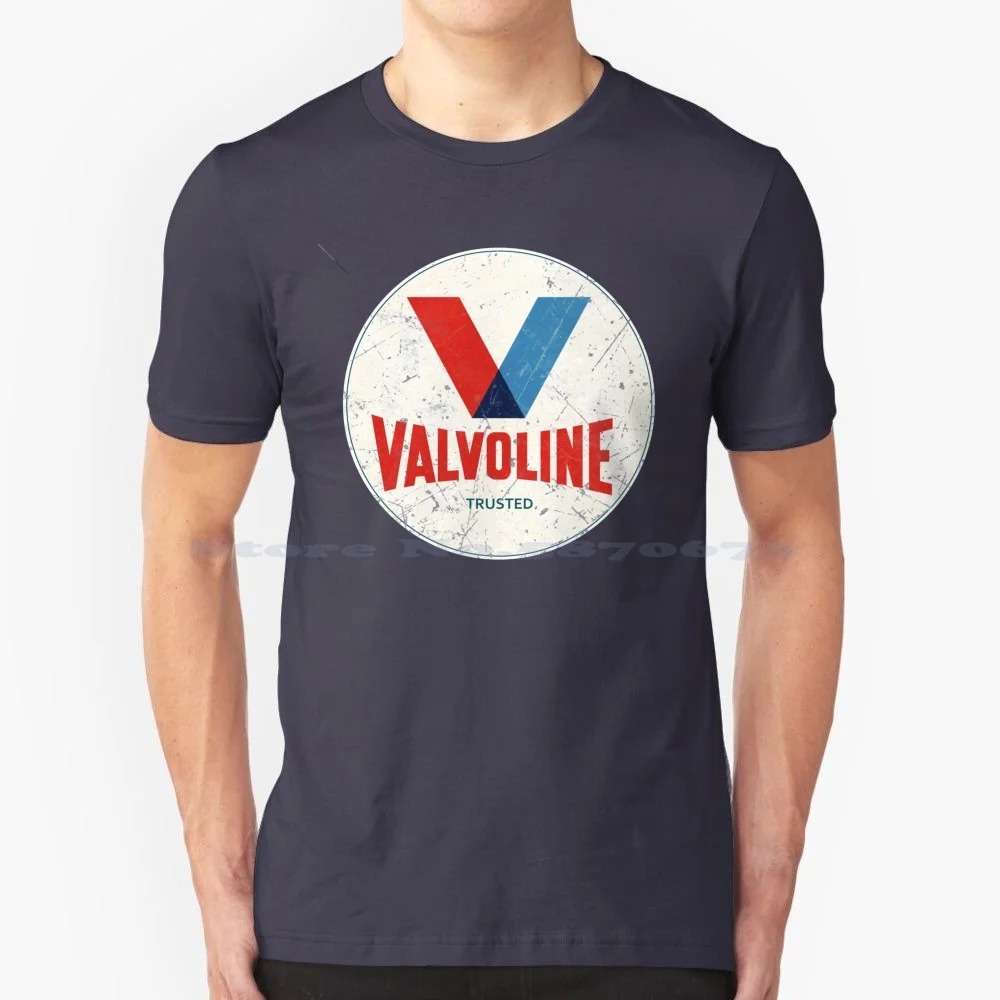 Valvoline Vintage Motor Oil T Shirt 100% Cotone Tee Vintage Motor Valvoline Oil Gas Station Meccanico Distressed Cool Retro