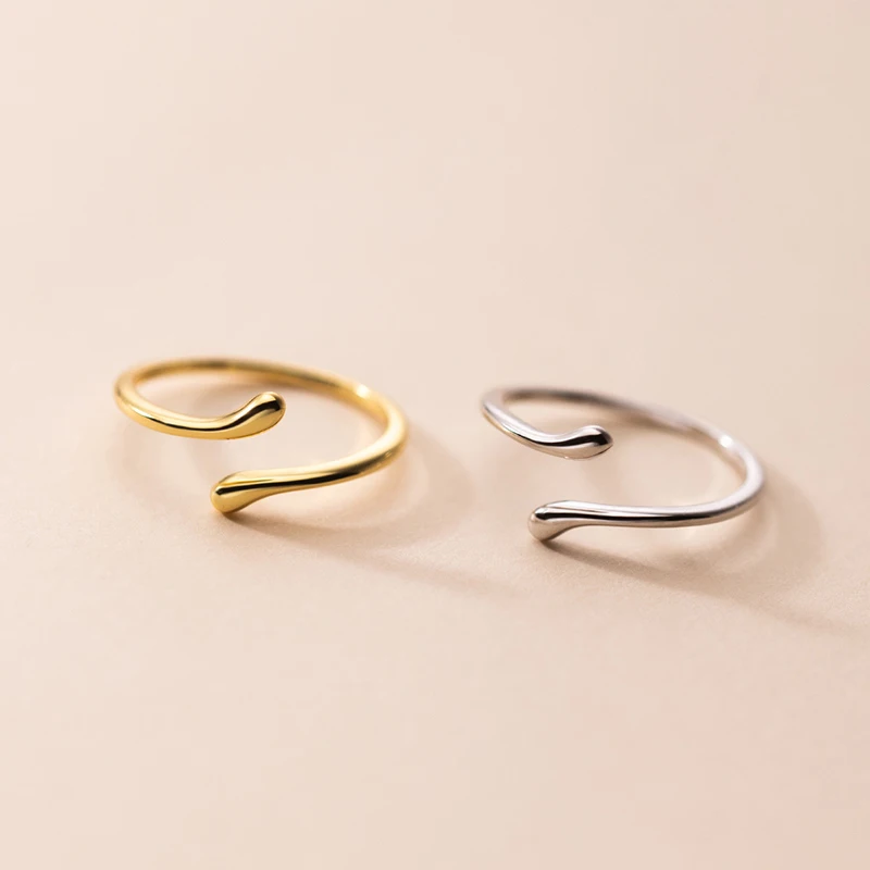 KAMIRA 925 Sterling Silver Unique Minimalism Glossy Open Ring for Women Girl Party Temperament Adjustable Fine Jewelry Gift silver ring silver rings