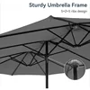 15ft Large Patio Umbrellas with Base, Outdoor Double-Sided Rectangle Market Umbrella for Pool Lawn Garden, Light Gray 5