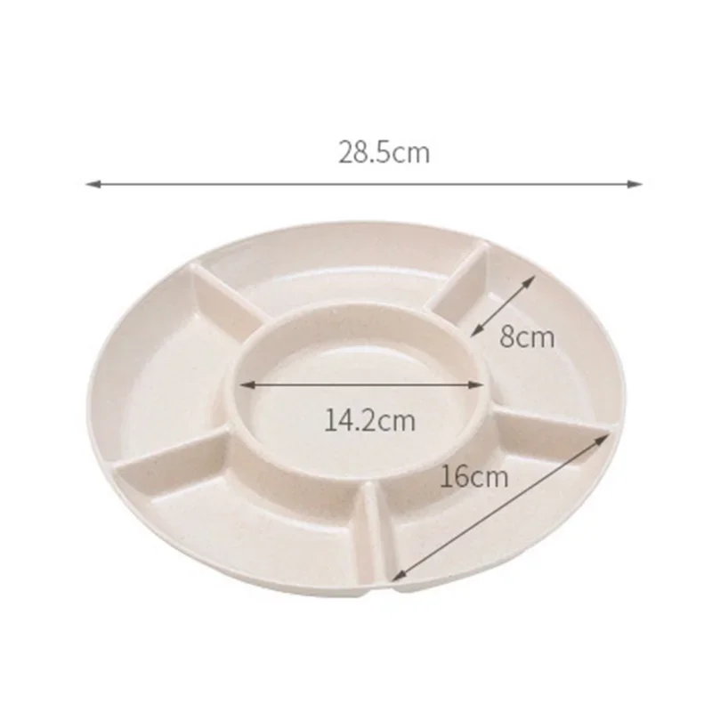 Fruit Plate Snack Dish 1 Pc 6-Compartment Food Storage Tray Dried Fruit Snack Plate Appetizer Serving Platter for Party Candy Pastry Nuts Dish