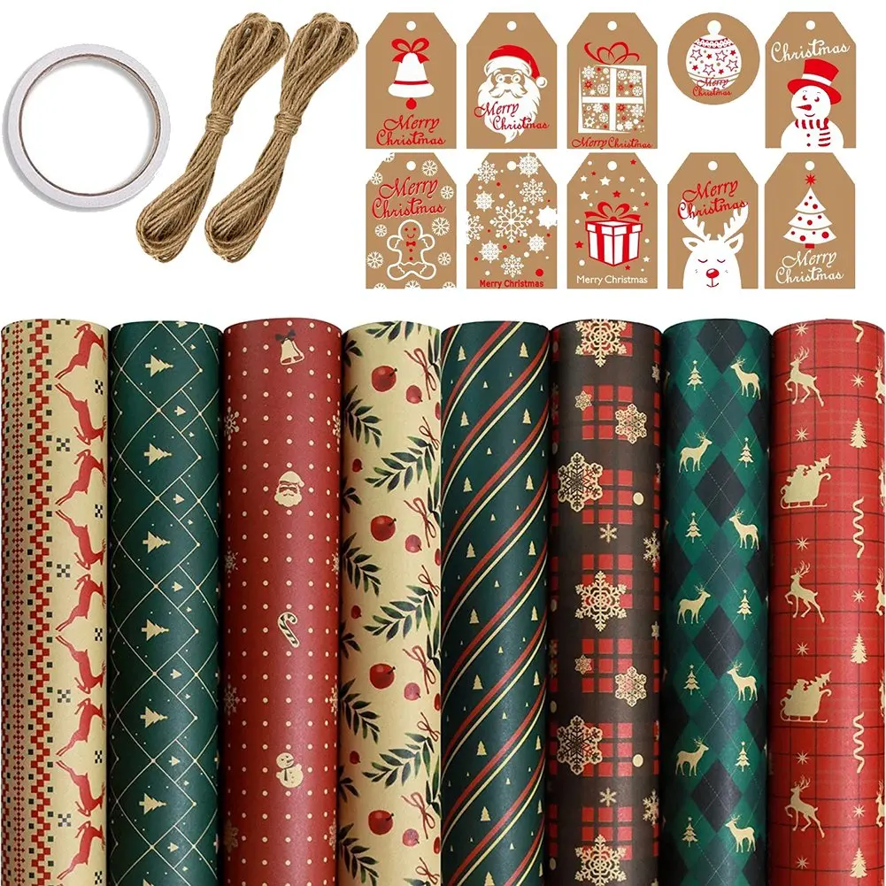 

8 Sheets Gift Wrapping Paper,for Christmas Birthday Party Wrapping Paper Gift Wrap Papers,Present Gift Wrapping Paper