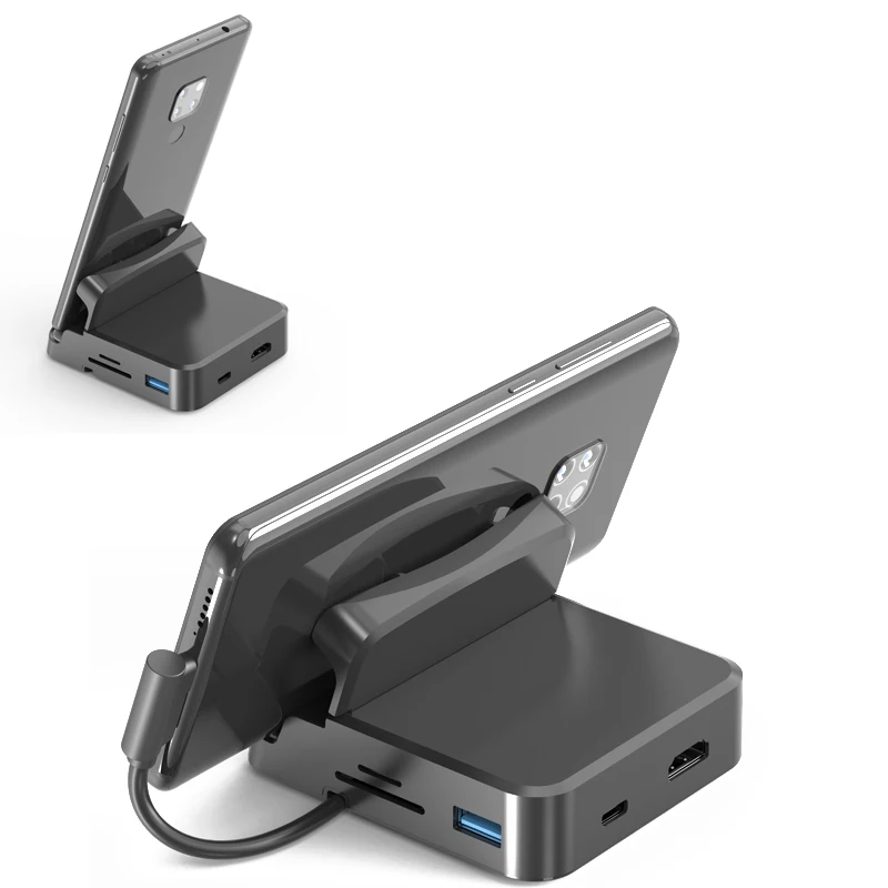 8 IN 1 Type C Docking Station Phone Stand Pad Station USB C To HDMI-compatible Dock Power Charger Adapter for Samsung