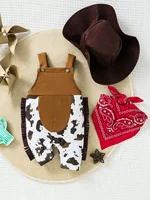 Baby Set Three Piece Children's Summer Rompers Kids Fashion Western Denim Clothing with Hat 0-12 Months Baby Boy Clothing 1