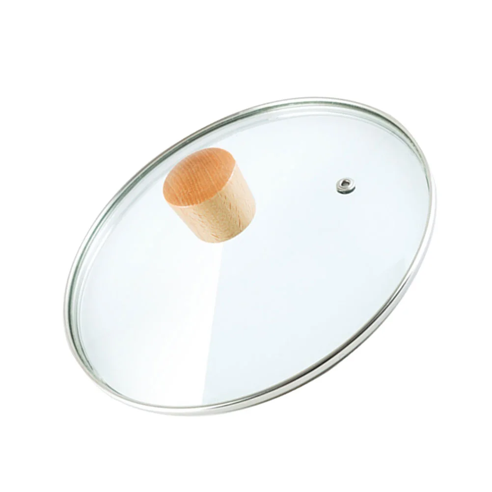 18Pcs Pot Cover Tempered Glass Pan Lid Cookware Parts Wood Knob Kitchen Utensil Sturdy High Temperature Resistance