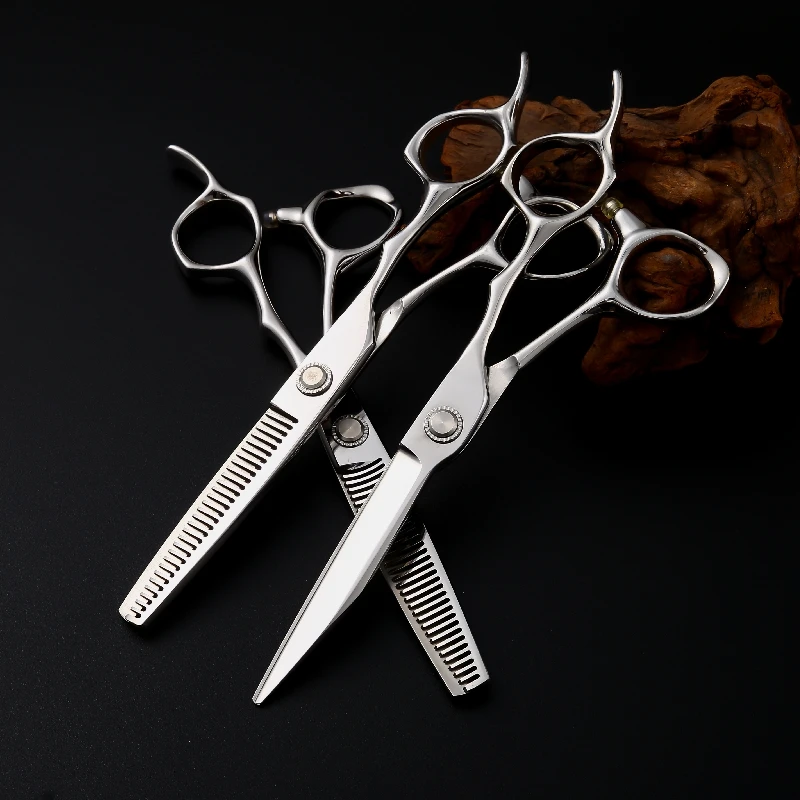 

FnLune 6.0 Inch Vg-10 Top Metal Professional Hair Salon Scissors Cut Barber Tools Haircut Thinning Shear Hairdressing Scissors