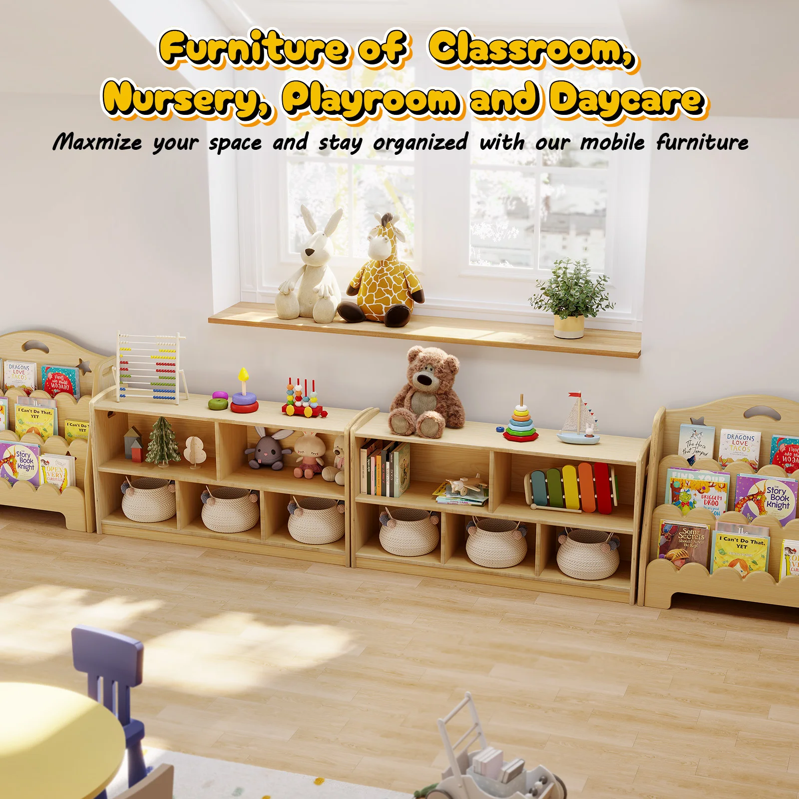 Montessori 2-Tier Kids Cabinet & Bookshelf Organizer 6