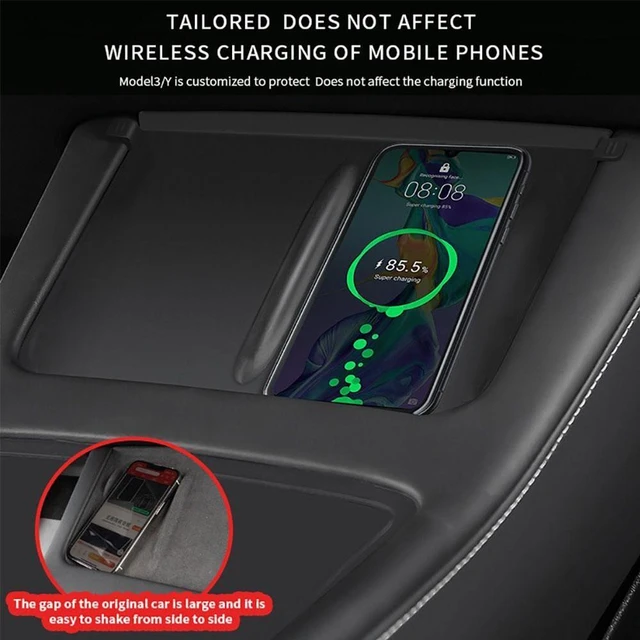 Pannello di ricarica Wireless per auto Console centrale Pad in Silicone per  Tesla Model 3 Highland