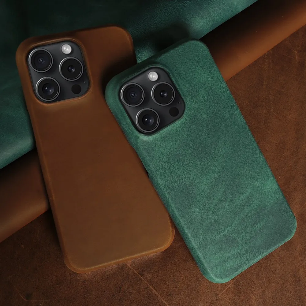 Iphone 15 Pro 케이스의 경우 Funda iphone14 13 12 XR 7 8 SE Back Coque Shockproof Carcasa 용 고급 크레이지 호스  가죽 커버