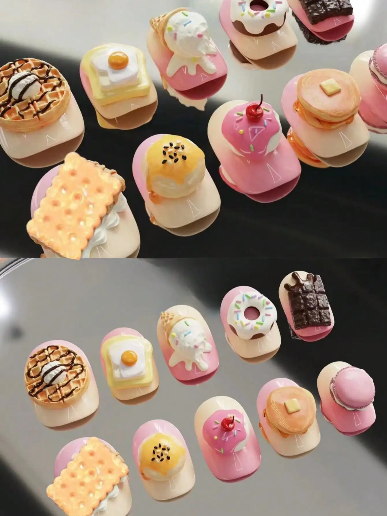 1 DIY mini ultra light clay resin gypsum drip glue food toy mini bread biscuit cookie nail art mini food toy mold 5