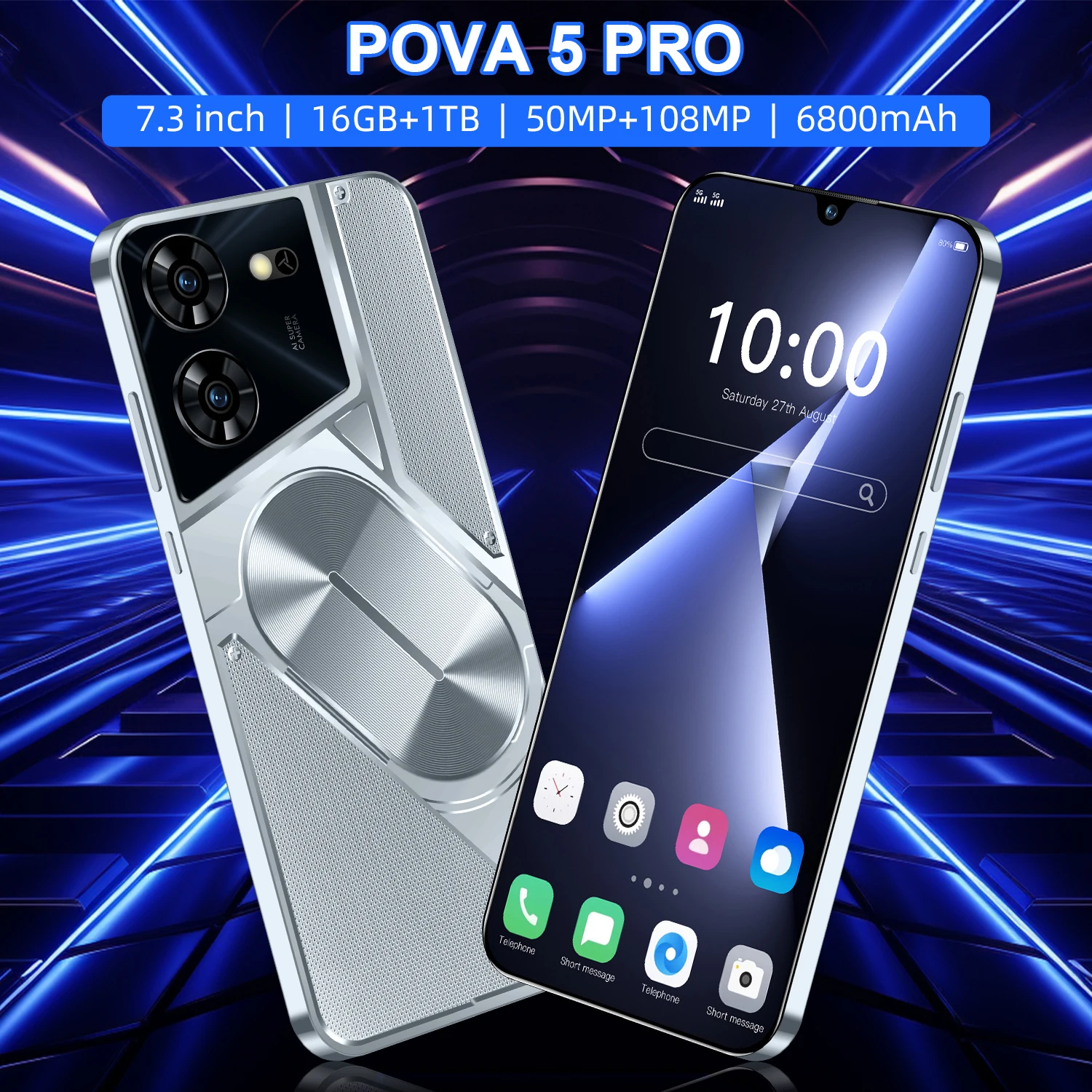 글로벌 버전  포바 5 프로 스마트폰, 디멘시티 9300, 16G, 1TB, 6800mAh, 50MP, 108MP, 4G, 5G, 안드로이드 14 휴대폰
