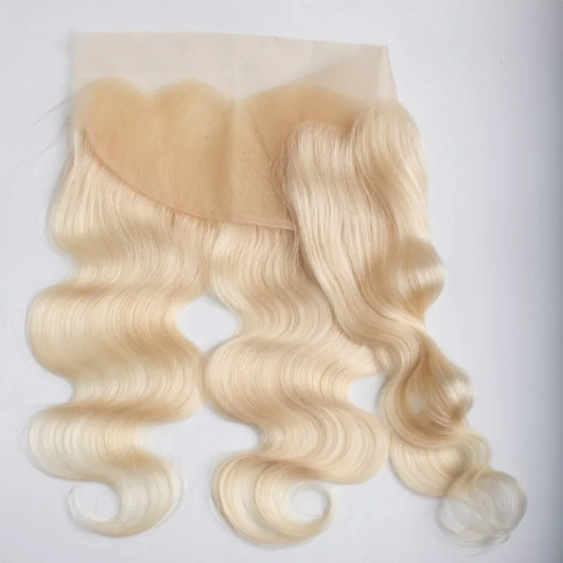 613 Blonde Body Wave 13x4 Lace Frontal Human Hair Pre-Plucked Hairline Soft Brazilian Virgin Hair Transparent Lace Closure