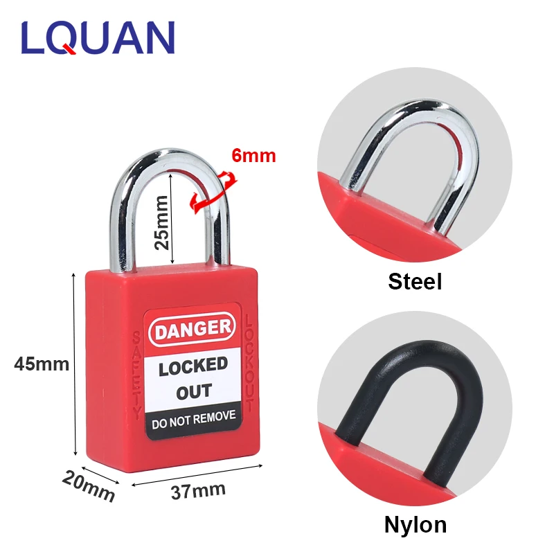 ABS Short Steel Shackle Engineering Plastic Isolation Lockout Padlock Equipment LOTO Lock Same Or Different Key