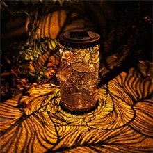 

Zonne Ijzer Lantaarn Retro Tuin Solar Lamp Uitgeholde Bos Shadow Lantaarn Opknoping Lamp Verlichting Outdoor Landschap Lamp