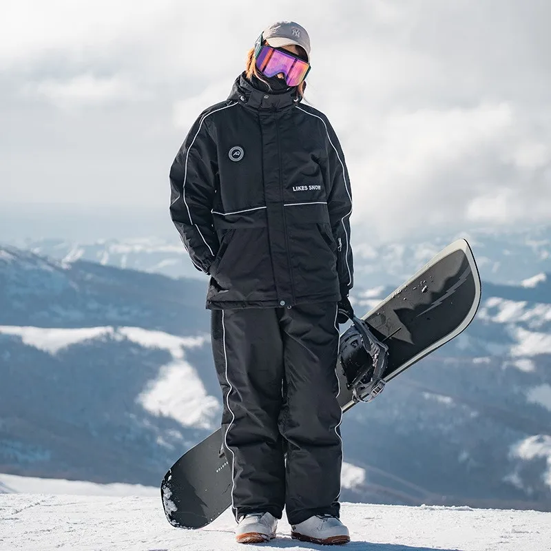 Men's and Women's Ski Suit Winter Warm Thickened Ski Clothes Veneer Double Board Suit ski wear