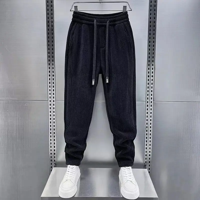 Autumn Winter Casual Pants Elastic Waist Harem Pants for Men's Fashion Sports Corduroy Fleece Joggers Baggy Trousers casual pants sports pants casual sports pants corduroy pants