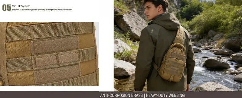 Tactical Messenger Bag for Men Nylon Military Sling Backpack MOLLE System Chest Pack Travel Crossbody Bag