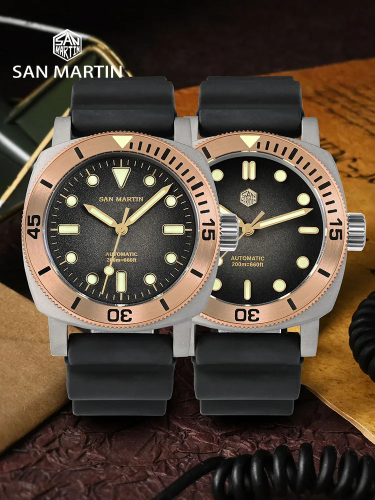 SAN MARTIN 自動巻き 腕時計 ブロンズ SANMARTIN アナログ自動巻き時計 ブロンズ レビュー】San Martin
