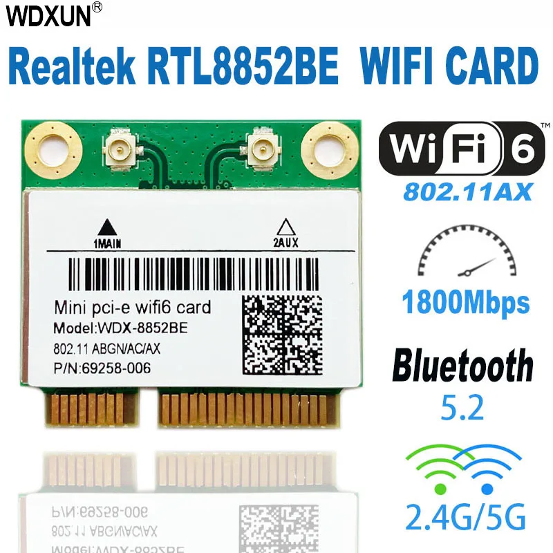 MT7921 WiFi 6 E-sports Network Card 1800Mbps Desktop Adapter BT5.2 for Win 10/11