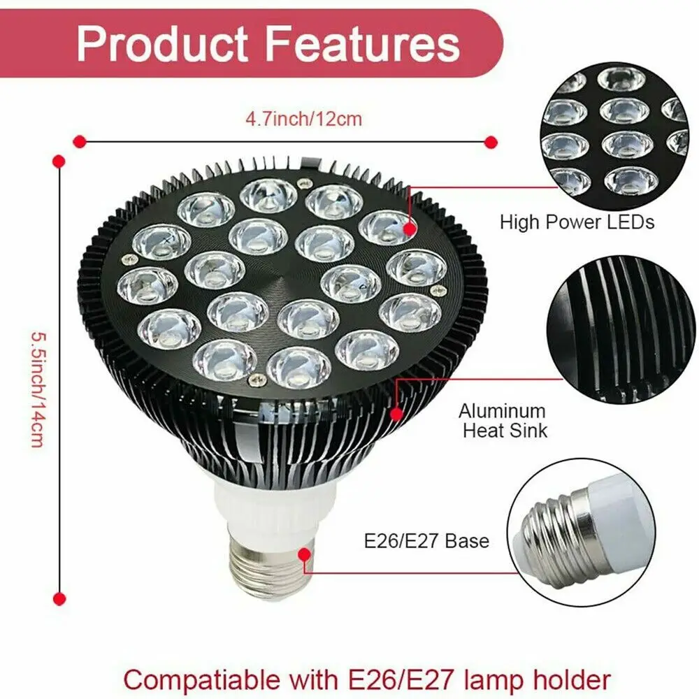 54W 660nm & 850nm For Muscle Joint Pain Relief Infrared Light Therapy Device Red Light Therapy Lamp For Face Skin Health Tools