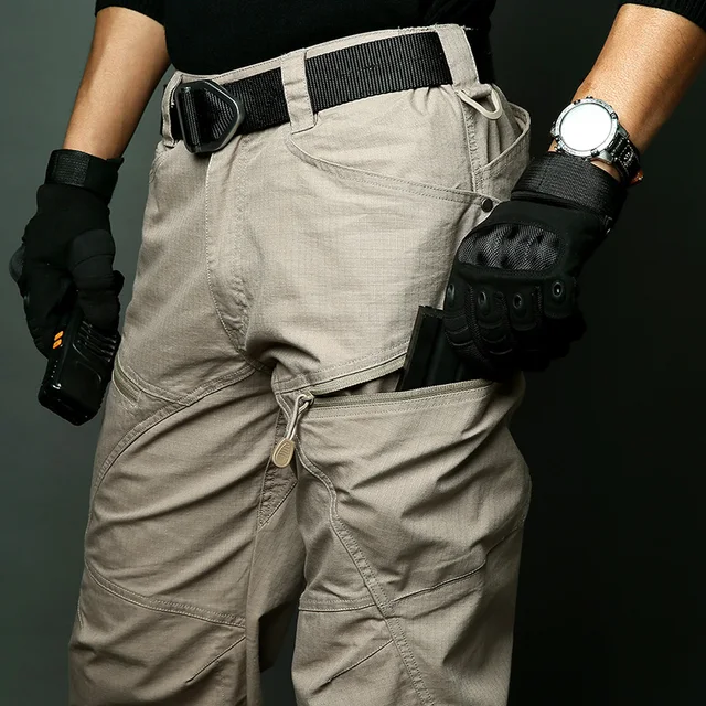Men’s Stretch Tactical Pants  Water Resistant  Cotton Outdoor Work Cargo Pants Multi-Pocket Lightweight Combat Hiking Pants 1