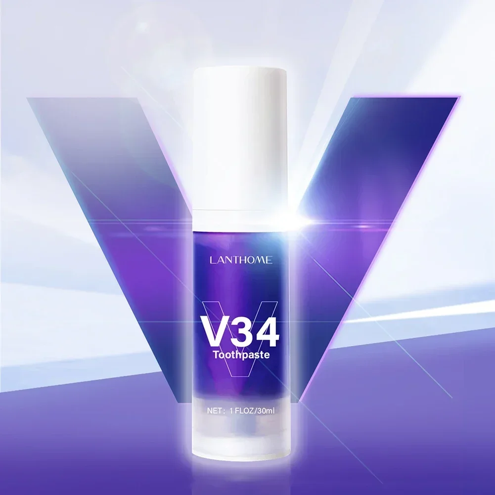 V34 Colour Corrector Teeth Whitening Toothpaste Oral Cleaning Repair Fresh Breath Remove Stain Adult Oral Care Ingredient Safety