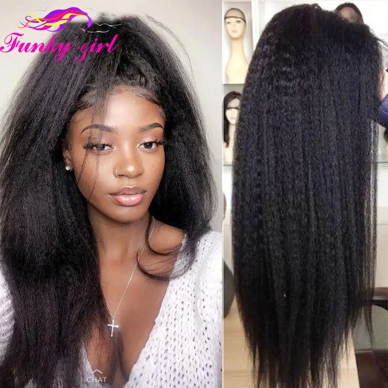 Pre-Bleached Kinky Straight Wear & Go Glueless HD Lace Closure 180% Density  Wig